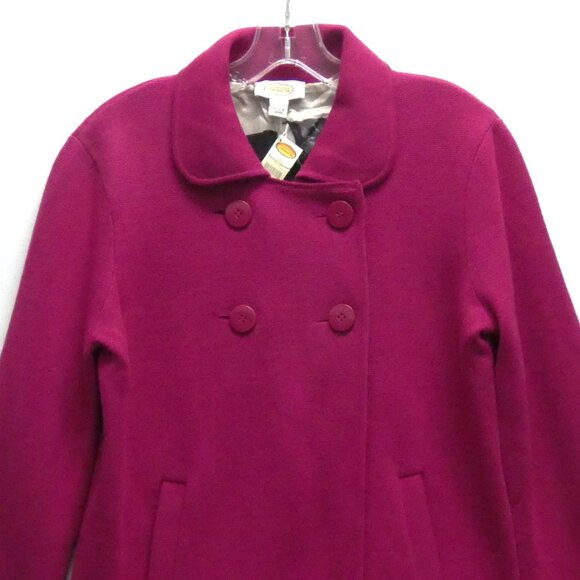 NWT Talbots Hot Pink Double Breasted 100% Merino Wool Lined Jacket Size S - Picture 2 of 6